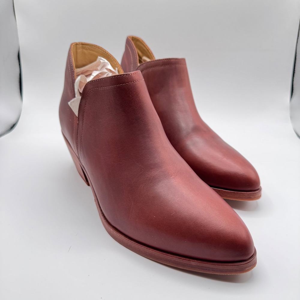 Nisolo Mia Women's 9‎ Ankle Boots Leather Heeled Booties Burgundy Red